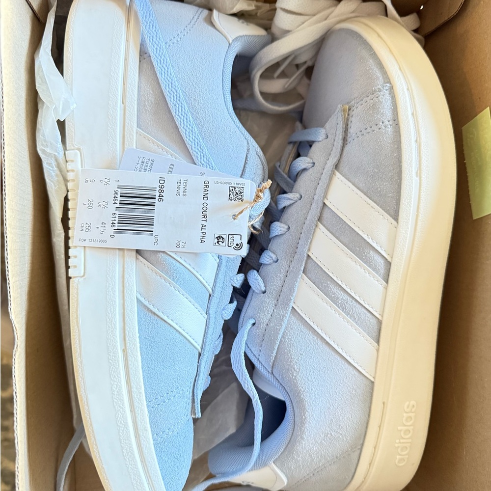 Adidas Grand Court Alpha Blue and White Shoes